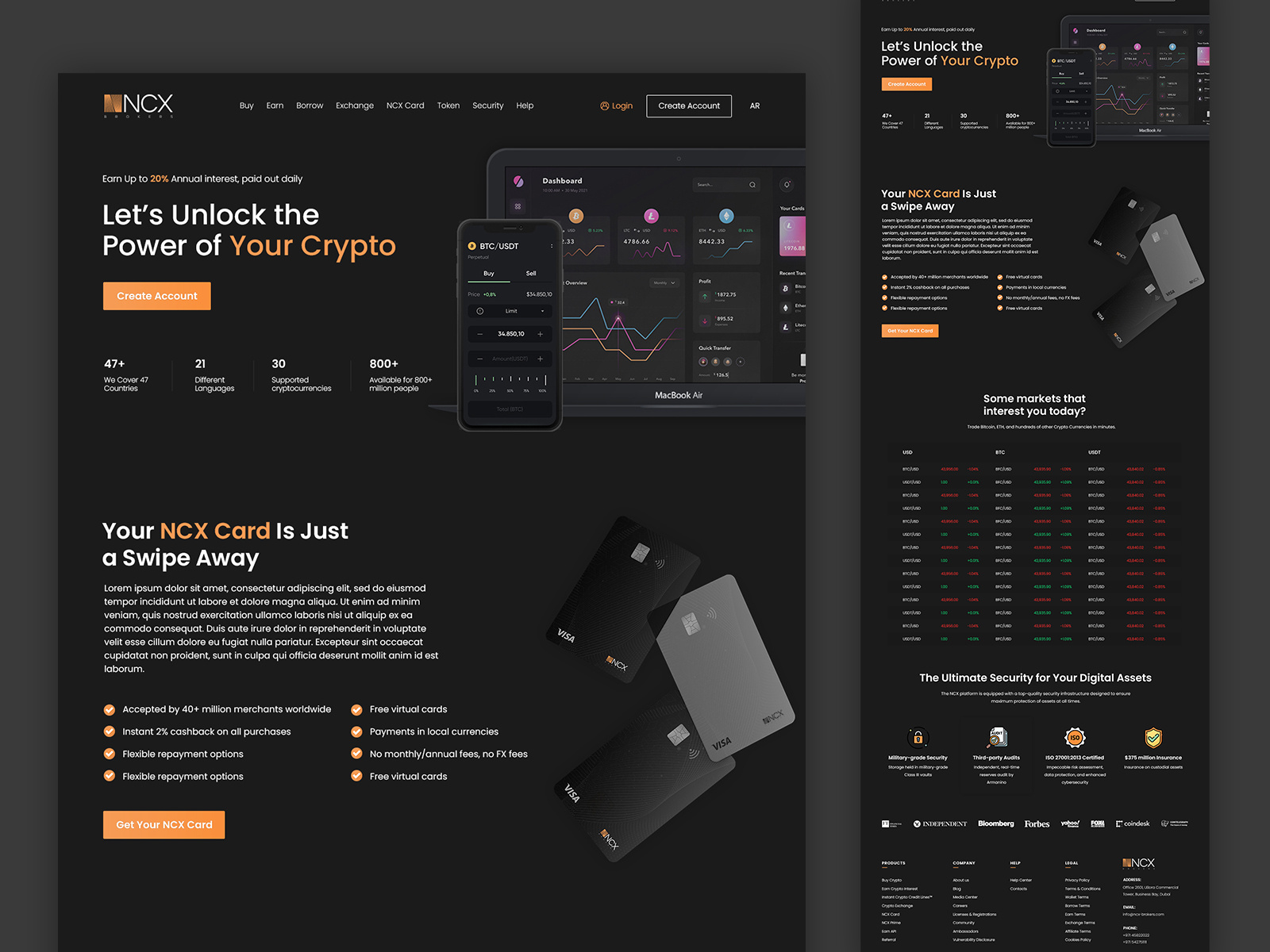 NCX Brokers | Cryptocurrency Exchange Landing Page (Header) by Irshad Meer  on Dribbble