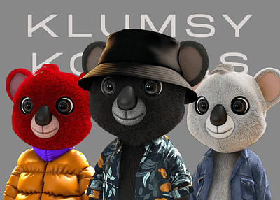Klumsy Koalas. 3d 3d koala 3d modelling digitalartist koala nft nftartist nftcommunity