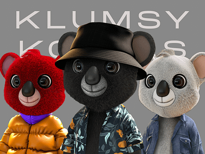 Klumsy Koalas. 3d 3d koala 3d modelling digitalartist koala nft nftartist nftcommunity