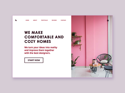 Interior company design interior minimal pink ux web website white