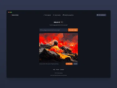 DALLE-E Mini redesign ai ai art ai generation artificial intelligence dalle dalle mini dark dark mode dark ui gradient image generator input modern orange product design rounded search ui ux web design