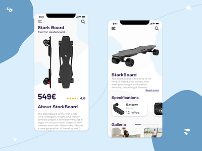 Stark Board - Electric Skateboard design electric mobile skate skateboard ui ux