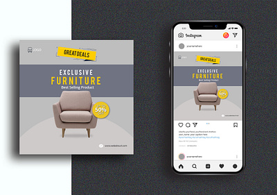 Exclusive Furniture Ad Design. branding instagram template