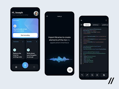 Voice Editor App ai android mobile animation app app interaction artificialintelligence code create design design ui document editor interface ios app mobile mobile app ui uiux ux voice