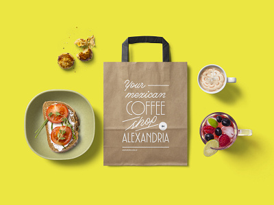 Mexicolatte – Lettering for take out bags. bag branding custom type handlettering lettering restaurant brand script type typography vector