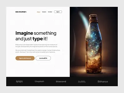 Midjourney (Text-to-image AI) ai buttons concept desktop hero section image landing midjourney text to image ui website