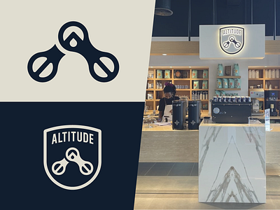 Altitude Coffee Identity badge badge design bike logo branding brandmark coffee coffee bean coffee logo coffee shop interior design logo logodesign logos logotype mountain signage