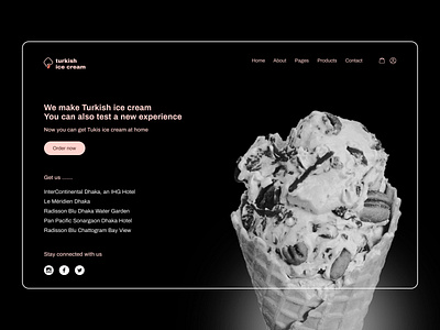 ice cream parlor black clean design minimal new product shop ui ux web