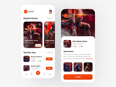 Game Store App app design clean clean design game game design game shop game store game store app game ui games gaming gaming app minimal mobile mobile app mobile game store streamer ui design uiux