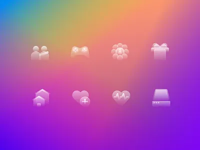 Glassy Icons Pack #8 design download figma free freedemo glassdesign glasses glassmorphism gradient icon icons illustration linear sketch ui vector