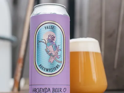 Hacienda beer label - False Assumptions badgedesign beercan beercanart beercanlabel branding design graphic design illustration labelart vector vectorart