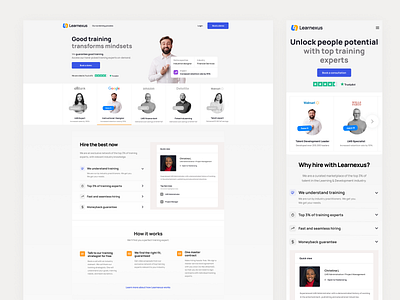 Learnexus - Talents Responsive design developer elearning facilitator figma filter freelancers interface job landing mobile responsive search social talent ui web