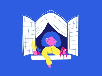 balcony chill 💫 2d girl home illustration quarantine