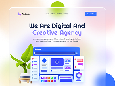 Digital Agency Hero Section Exploration 3d agency creative agency design digital agency graphic design landing page ui ux web template website