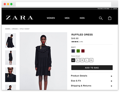 Zara E-Commerce Concept add to cart design e commerce ecom fashion ui web