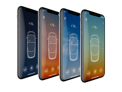 Electric Car Mobile App car app gradient background minimal ui mobile app mobile ui sunset background transparent ui weather weather background