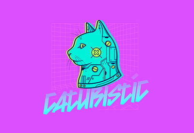 Caturistic cat cyberpunk graphic design illustration