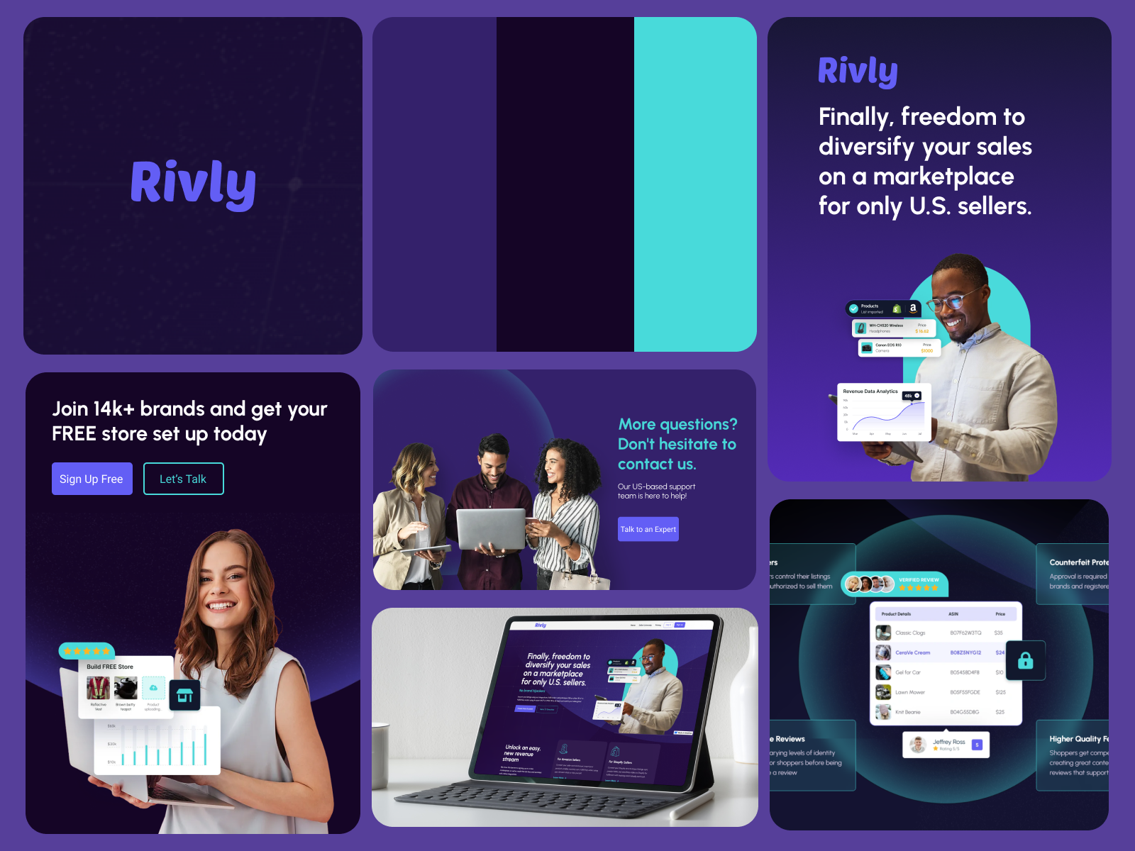 🟣 Rivly | Branding, Marketing & Sales Design for E-Commerce 🚀 advertisingdesign brandidentity conversionoptimization creativebranding creativedirection customgraphics digitalmarketing ecommercebranding ecommercemarketing marketingcollaterals marketingdesign modernbranding performancemarketing saasdesign salesdesign socialmediamarketing startupmarketing uiuxdesign visualidentity webdesign