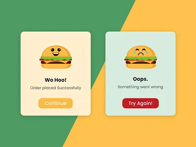 Flash Message for food order placed or failure app dailyui dailyui11 dailyuichallenge design designforlife faliuremessage flash flashmessage food messagecard success successmessage swiggy ui uidesign ux uxdesign zomato