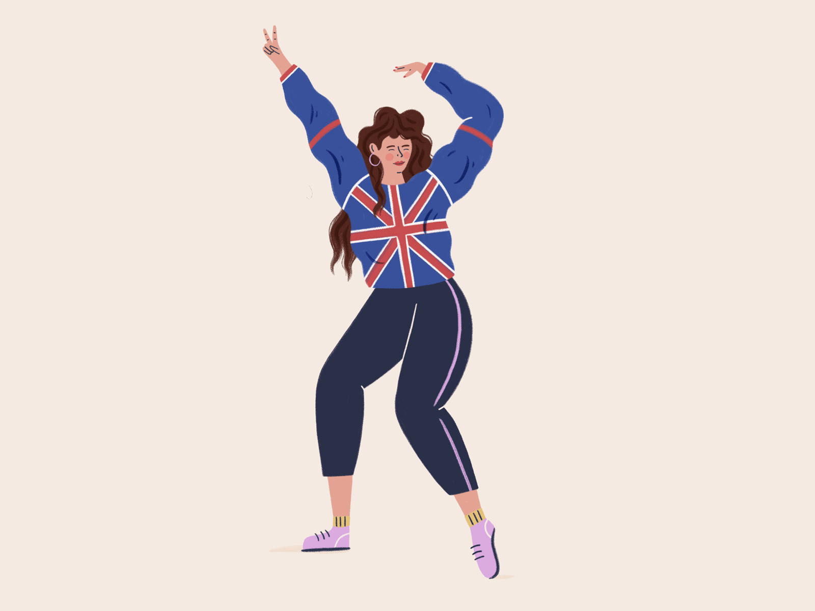 Brit Girl animation british dance design england fashion gif girl hand drawn happy illustration illustrator procreate woman