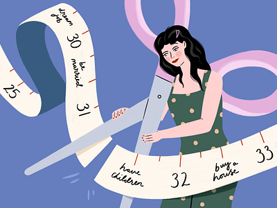 No Timelines Please design feminism girl hand drawn illustration illustrator life people procreate scissors self care self love texture timeline woman