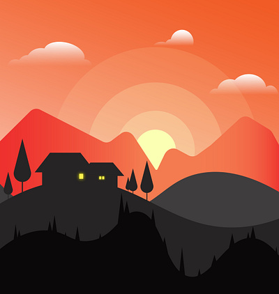 Dusk adobe illustrator dawn evening illustration sunset