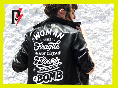 Fem Power Jacket feminism feminist feminista hand lettering hand made hand painted hand painting jacket lettering