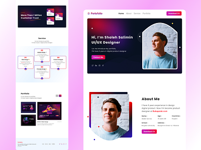 Sholeh Salimin Portfolio branding color cv design landingpage man mobiledesign portfolio profile socialmedia ui uidesign uiux unplash uxdesign webdesign website