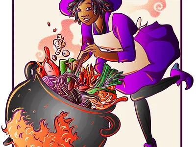 Twisted Ramen 2 branding brew cauldron drawing graphic design illustration illustrator japanese ramen witch