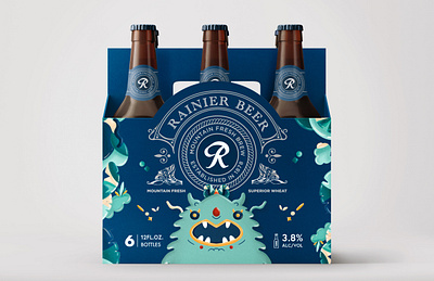 RainierBeer / PackagingDesign / Pazuzu Light abstract beer beerdesign beerpackaging branding color design graphic design illustration logo monster mountain nature package packaging packagingdesign typography