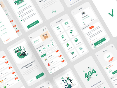 Voplay - Cashback app ui kit app design branding mobile app ui uidesign uiux ux