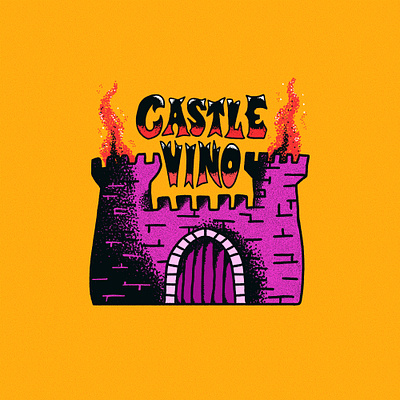 Castle Vino graphic design gritty handdrawn illustration lettering logo texture typography vino wine