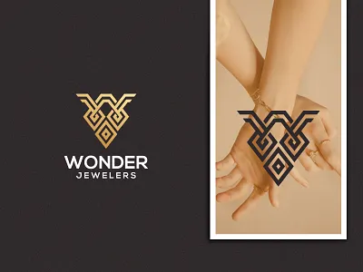 Luxury Jewelry Logo - Wonder Jewelers abstract brand identity branding clean flat earring elegant giftware gold jewellery logo jewellery jewelry jewelry logo jewelry logo design jewelry store logotype luxury luxury logo mark monogram ornament w mark