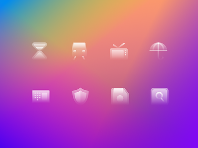 Glassy Icons Pack #9 demo design download figma free glass glassicons glassmorphism gradient icon icons illustration linear sketch ui vector