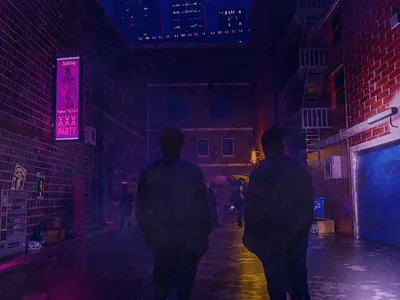 Night Alley 3d illustration