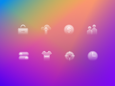 Glassy Icons Pack #11 demo design download figma free glass glassmorphism gradient icon icon pack icons illustration linear shapes sketch ui vector