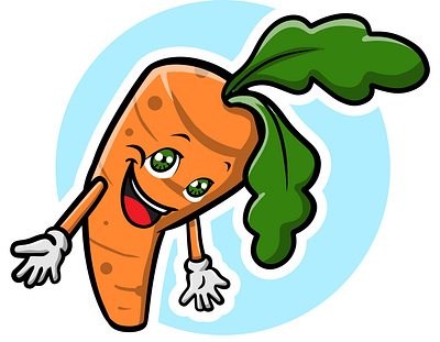 Happy Carrot Mascot bold brand carrot cartoon cheerfull cute education green happy healthy illustration leave mascot orange smile vitamin a