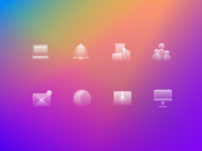 Glassy Icons Pack #13 demo design download figma free glass glassmorphism gradient icon icons icons pack illustration interface linear sketch ui vector