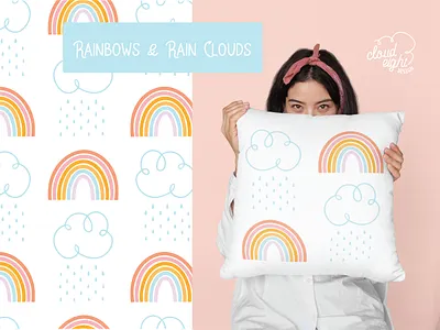 Rainbows and Rain Clouds Pattern art licensing graphic design home decor home decor design licensing pattern pattern design pattern designer patterns rain clouds pattern rain pattern rainbow rainbow pattern rainbows seamless pattern seamless patterns