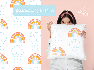 Rainbows and Rain Clouds Pattern art licensing graphic design home decor home decor design licensing pattern pattern design pattern designer patterns rain clouds pattern rain pattern rainbow rainbow pattern rainbows seamless pattern seamless patterns