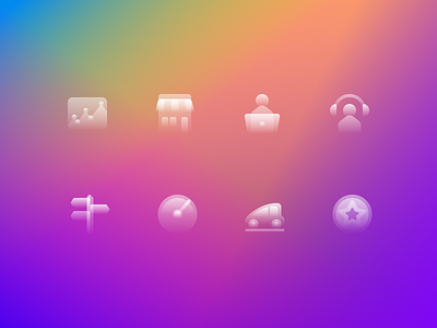 Glassy Icons Pack #15 background demo design download figma free glass glassmorphism gradient icon icons illustration sketch ui vector