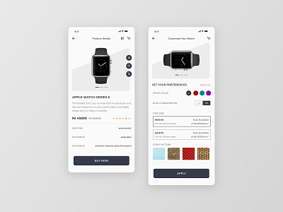 Product Customization app design minimal ui ux