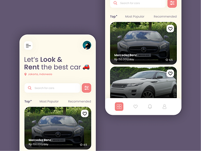 Car Rent App app application car design interface mobile red rent ui user interface ux vehicle