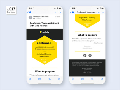 Daily UI 017 - Email Receipt Mobile app confirmation dailyui design email mobile receipt reservation tutor ui