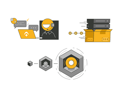 Software Services Illustrations chat communication computer core customer delivery development illustration it landing page line server software support