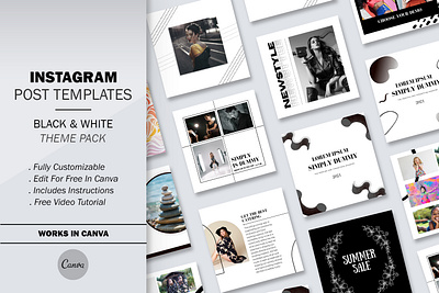 20 Black and White Instagram Posts black theme instagram pack instagram social media