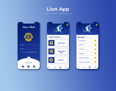 Lions Club App (UI/UX Design Concept) app design branding design figma illustration mobile app design ui uiux ux