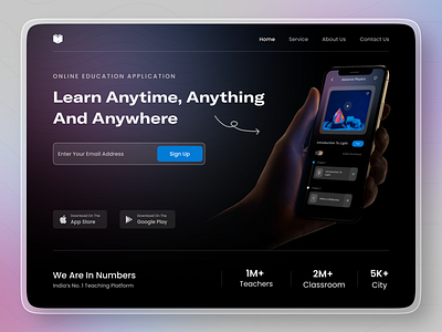 Online E-learning App Landing Page Design app design uidesign webdesign website design
