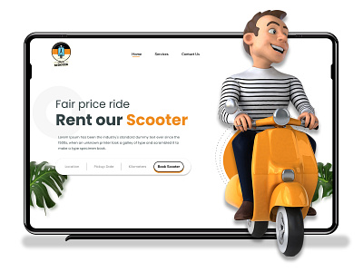 Scooter ride Landing Page 3d animation bike bike landing page branding creative website daily ui design graphic design illustration landing page rent scooter scooter landing page ui ui designers uisoup ux visual design website design