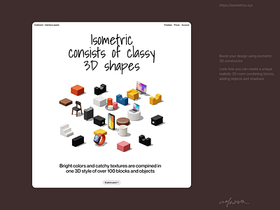 Isometrica 3D Constructor 🔥 3d application constructor craftwork design illustration isometric landing ui web website